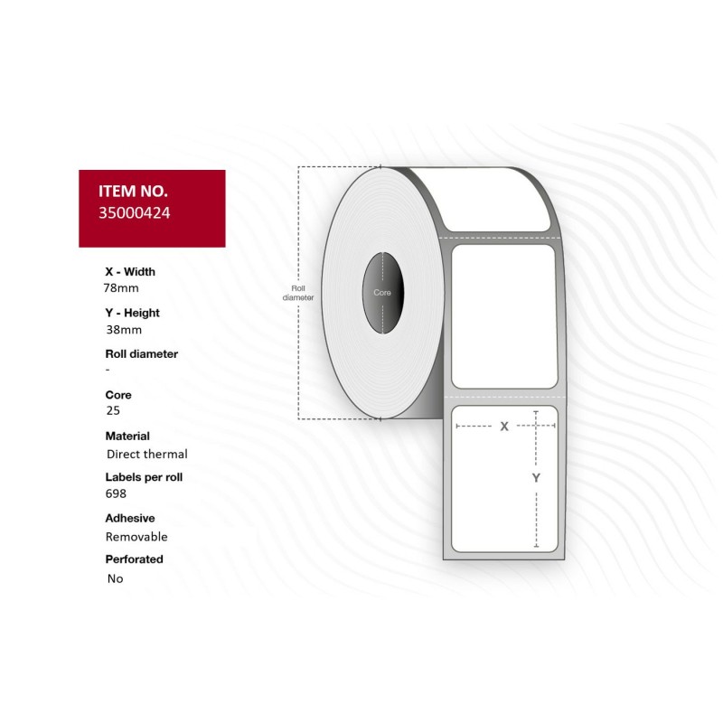 Capture Label 78x38 - Core 25. White.